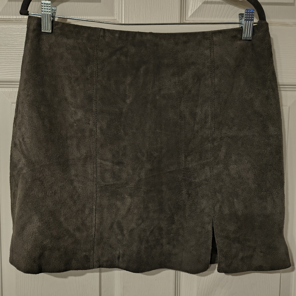 Blank NYC Sz 30 Gray Suede Leather Mini Skirt